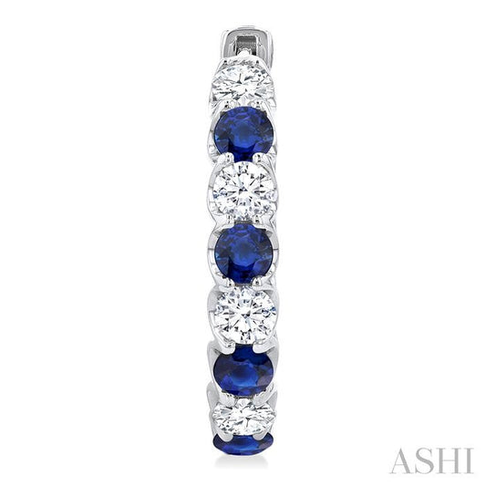 ASHI Inside-Out Alternate Gemstone & Diamond Hoop Earrings 57650PPFGERSPWG-1.65