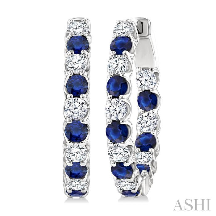 ASHI Inside-Out Alternate Gemstone & Diamond Hoop Earrings 57651PPFGERSPWG
