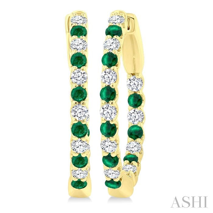 ASHI Inside-Out Alternate Gemstone & Diamond Hoop Earrings 57653PPFGEREMYG