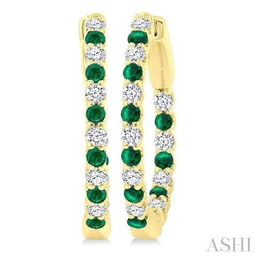 ASHI Inside-Out Alternate Gemstone & Diamond Hoop Earrings 57653PPFGEREMYG