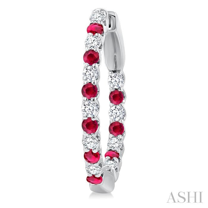 ASHI Inside-Out Alternate Gemstone & Diamond Hoop Earrings 57653PPFGERRBWG