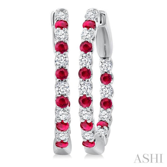 ASHI Inside-Out Alternate Gemstone & Diamond Hoop Earrings 57653PPFGERRBWG
