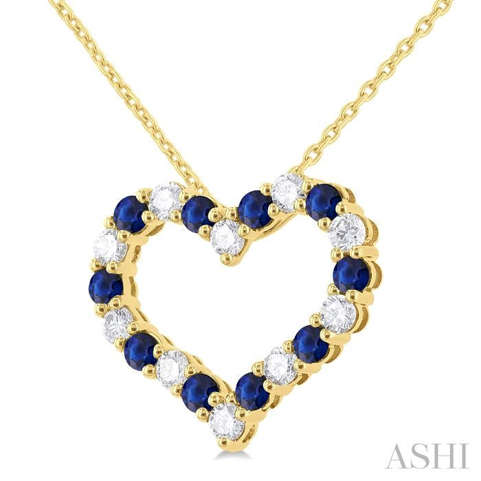ASHI Heart Shape Alternate Gemstone & Diamond Fashion Pendant 57673PPFGPDSPYG