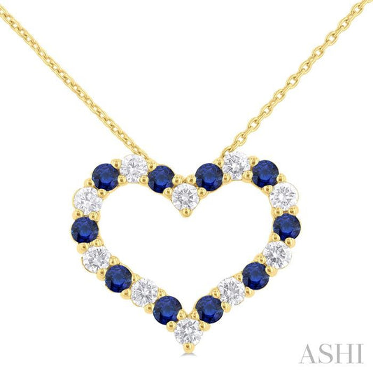 ASHI Heart Shape Alternate Gemstone & Diamond Fashion Pendant 57673PPFGPDSPYG