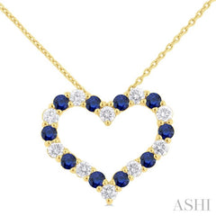 ASHI Heart Shape Alternate Gemstone & Diamond Fashion Pendant 57673PPFGPDSPYG