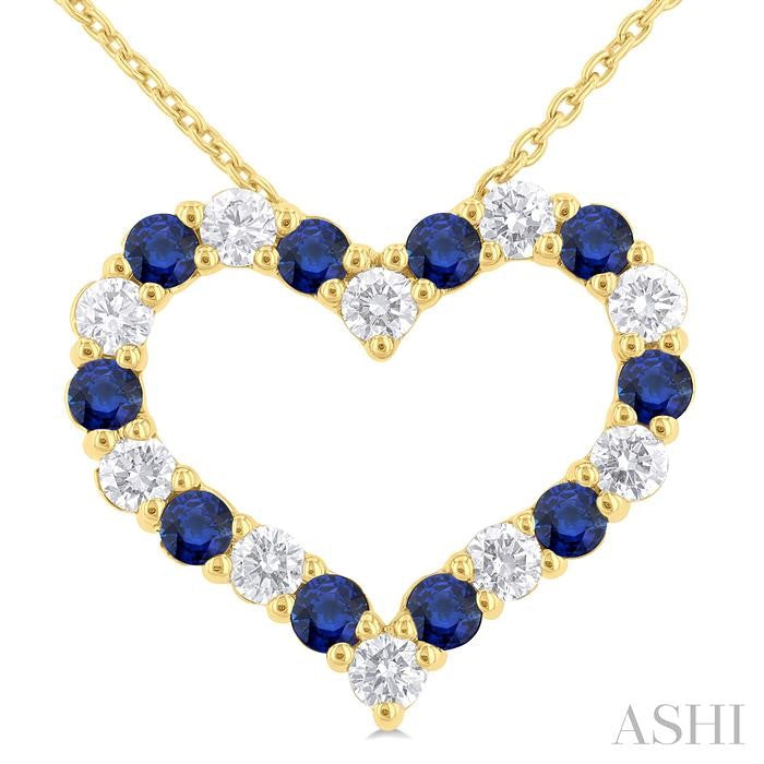 ASHI Heart Shape Alternate Gemstone & Diamond Fashion Pendant 57673PPFGPDSPYG