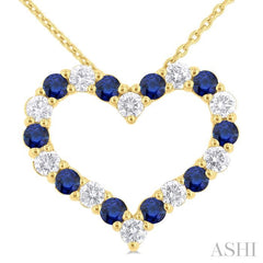 ASHI Heart Shape Alternate Gemstone & Diamond Fashion Pendant 57673PPFGPDSPYG