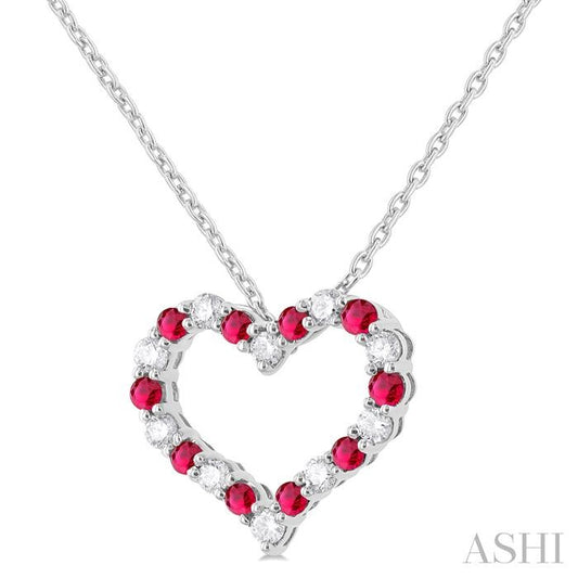 ASHI Heart Shape Alternate Gemstone & Diamond Fashion Pendant 57676PPFGPDRBWG