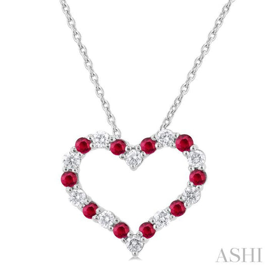ASHI Heart Shape Alternate Gemstone & Diamond Fashion Pendant 57676PPFGPDRBWG