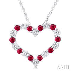 ASHI Heart Shape Alternate Gemstone & Diamond Fashion Pendant 57676PPFGPDRBWG