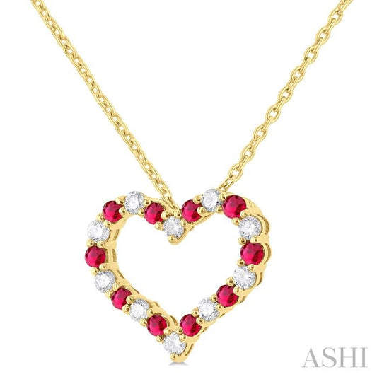 ASHI Heart Shape Alternate Gemstone & Diamond Fashion Pendant 57676PPFGPDRBYG
