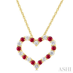 ASHI Heart Shape Alternate Gemstone & Diamond Fashion Pendant 57676PPFGPDRBYG