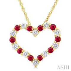 ASHI Heart Shape Alternate Gemstone & Diamond Fashion Pendant 57676PPFGPDRBYG