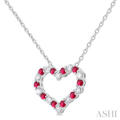 ASHI Heart Shape Alternate Gemstone & Diamond Fashion Pendant 57678PPFGPDRBWG