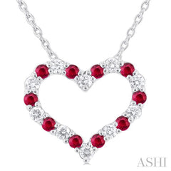 ASHI Heart Shape Alternate Gemstone & Diamond Fashion Pendant 57678PPFGPDRBWG