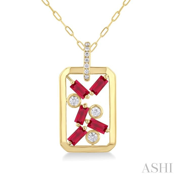 ASHI Scatter Gemstone & Diamond Fashion Pendant 57698PPFGPDRBYG