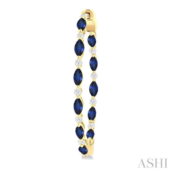 ASHI Inside-Out Marquise Shape Alternate Gemstone & Diamond Hoop Earrings 57734PPFGERSPYG