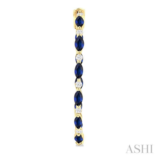 ASHI Inside-Out Marquise Shape Alternate Gemstone & Diamond Hoop Earrings 57734PPFGERSPYG