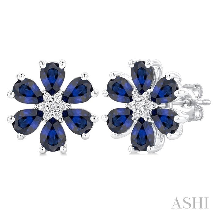ASHI Blossom Pear Shape Gemstone & Diamond Earrings 57759PPFGERSPWG