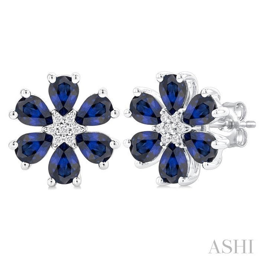 ASHI Blossom Pear Shape Gemstone & Diamond Earrings 57759PPFGERSPWG