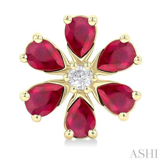 ASHI Blossom Pear Shape Gemstone & Diamond Earrings 57768PPFGERRBYG