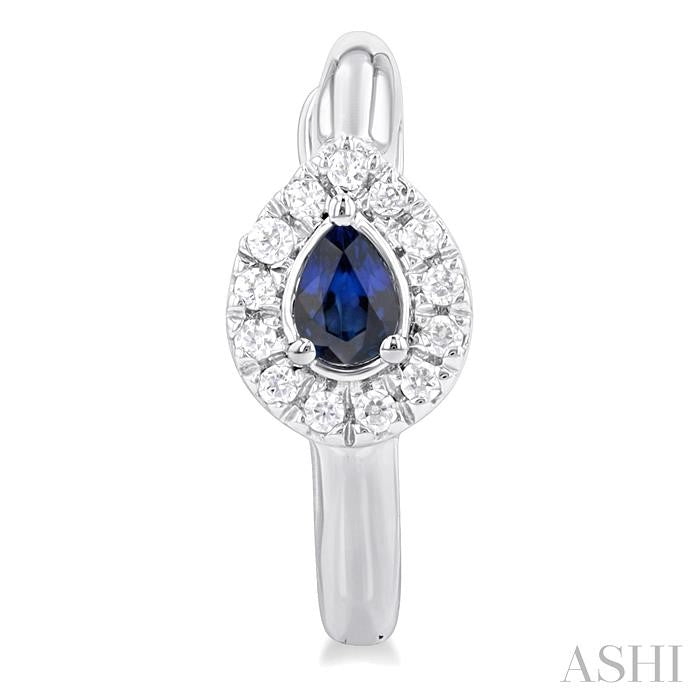 ASHI Pear Shape Gemstone & Petite Halo Diamond Huggie Fashion Earrings 57778PPTSERSPWG