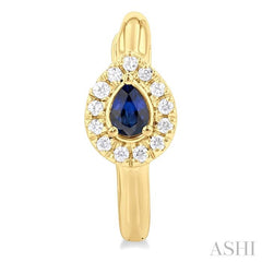 ASHI Pear Shape Gemstone & Petite Halo Diamond Huggie Fashion Earrings 57778PPTSERSPYG
