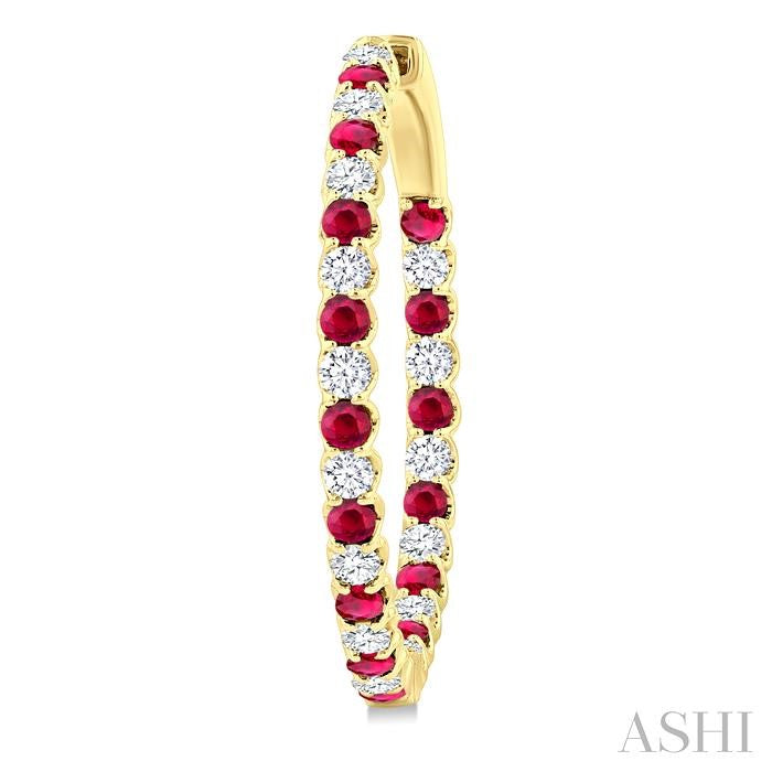ASHI Inside-Out Alternate Gemstone & Diamond Hoop Earrings 57840PPFGERRBYG-1.50