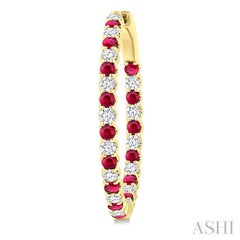 ASHI Inside-Out Alternate Gemstone & Diamond Hoop Earrings 57840PPFGERRBYG-1.50