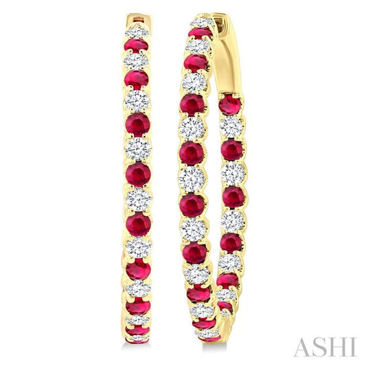 ASHI Inside-Out Alternate Gemstone & Diamond Hoop Earrings 57840PPFGERRBYG-1.50