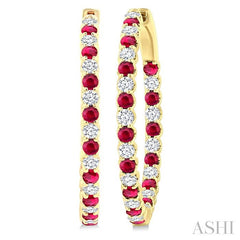 ASHI Inside-Out Alternate Gemstone & Diamond Hoop Earrings 57840PPFGERRBYG-1.50