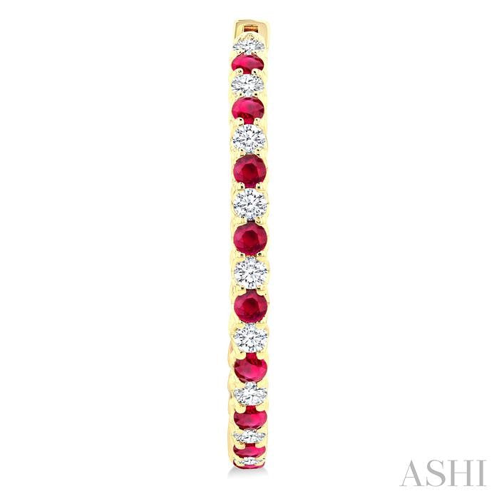 ASHI Inside-Out Alternate Gemstone & Diamond Hoop Earrings 57840PPFGERRBYG-1.50