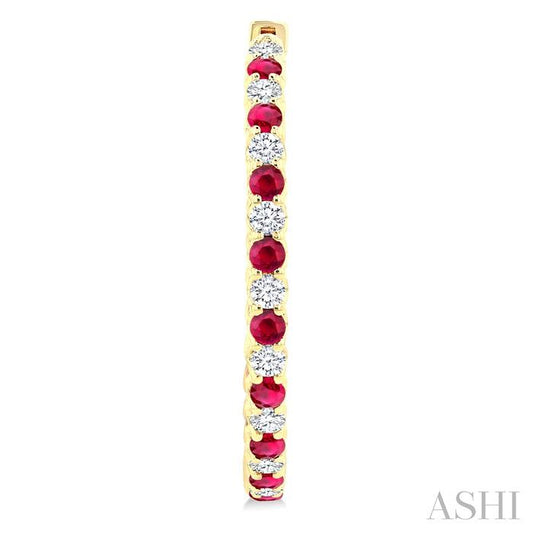 ASHI Inside-Out Alternate Gemstone & Diamond Hoop Earrings 57840PPFGERRBYG-1.50