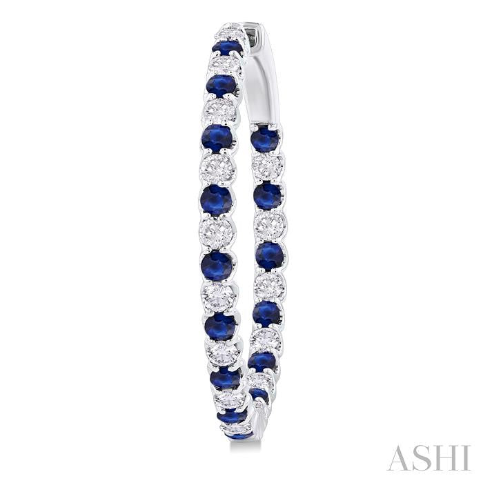 ASHI Inside-Out Alternate Gemstone & Diamond Hoop Earrings 57840PPFGERSPWG-1.50
