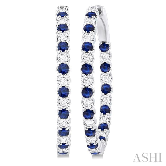 ASHI Inside-Out Alternate Gemstone & Diamond Hoop Earrings 57840PPFGERSPWG-1.50