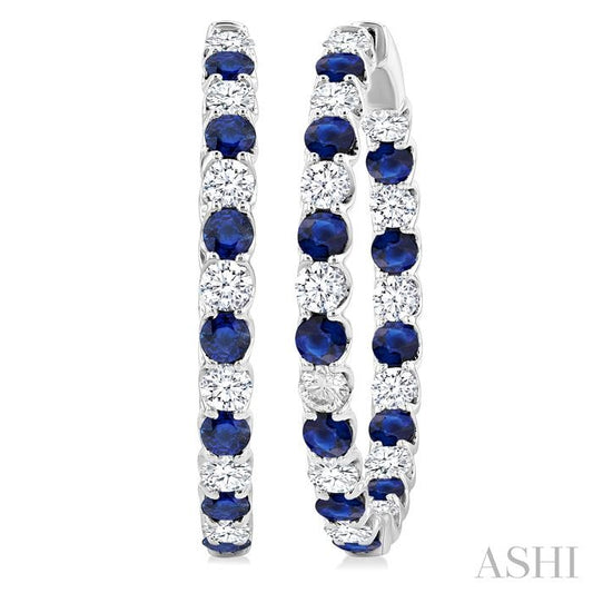 ASHI Inside-Out Alternate Gemstone & Diamond Hoop Earrings 57840PPFGERSPWG-2.60