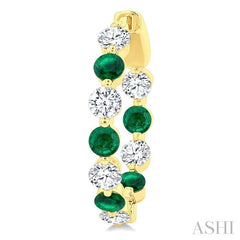 ASHI Inside-Out Alternate Gemstone & Diamond Hoop Earrings 57850PPFGEREMYG-1.65