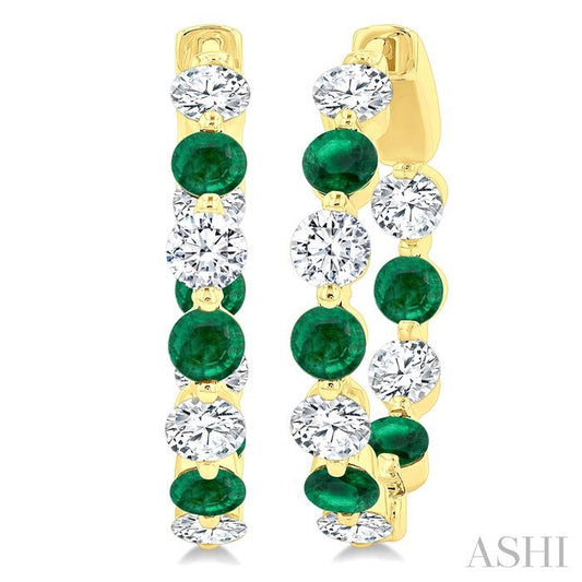 ASHI Inside-Out Alternate Gemstone & Diamond Hoop Earrings 57850PPFGEREMYG-1.65