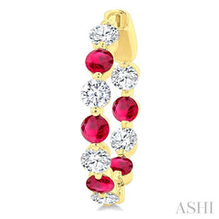 ASHI Inside-Out Alternate Gemstone & Diamond Hoop Earrings 57850PPFGERRBYG-1.65