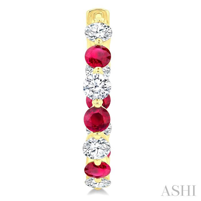 ASHI Inside-Out Alternate Gemstone & Diamond Hoop Earrings 57850PPFGERRBYG-1.65