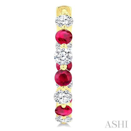 ASHI Inside-Out Alternate Gemstone & Diamond Hoop Earrings 57850PPFGERRBYG-1.65