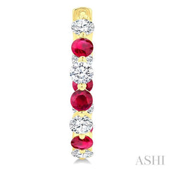 ASHI Inside-Out Alternate Gemstone & Diamond Hoop Earrings 57850PPFGERRBYG-1.65