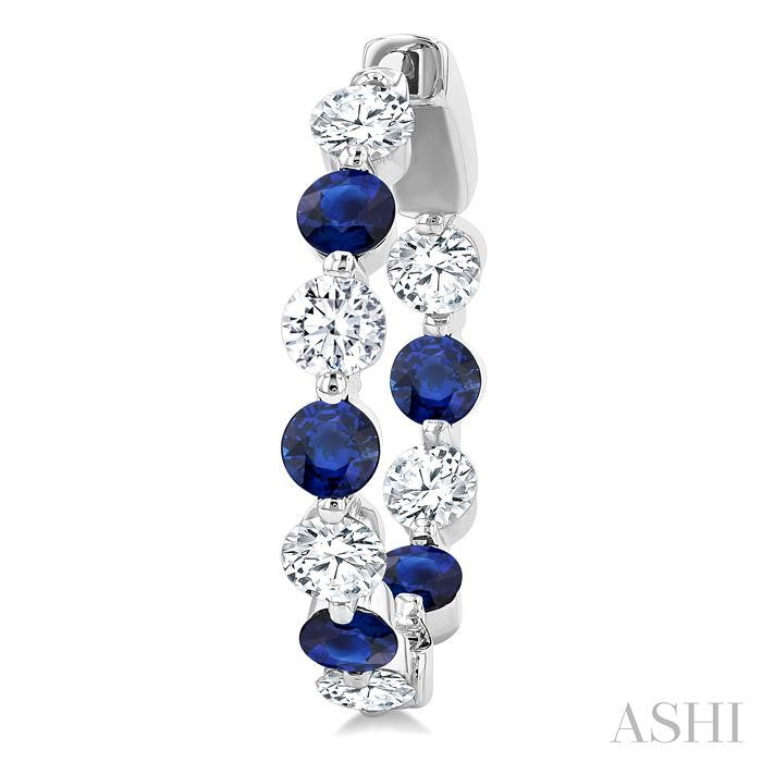 ASHI Inside-Out Alternate Gemstone & Diamond Hoop Earrings 57850PPFGERSPWG-1.65