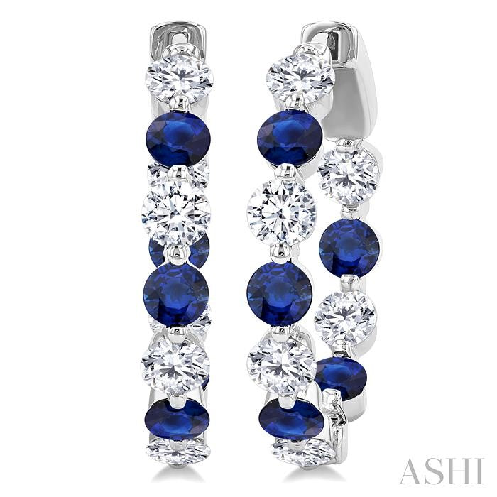 ASHI Inside-Out Alternate Gemstone & Diamond Hoop Earrings 57850PPFGERSPWG-1.65
