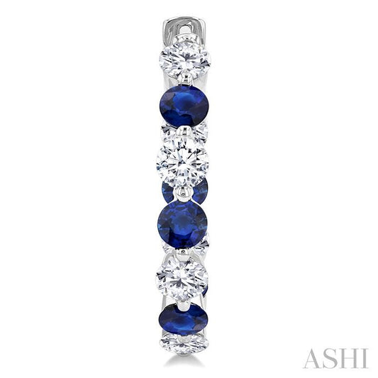 ASHI Inside-Out Alternate Gemstone & Diamond Hoop Earrings 57850PPFGERSPWG-1.65