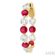 ASHI Inside-Out Alternate Gemstone & Diamond Hoop Earrings 57851PPFGERRBYG