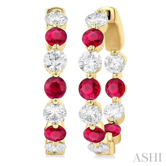 ASHI Inside-Out Alternate Gemstone & Diamond Hoop Earrings 57851PPFGERRBYG