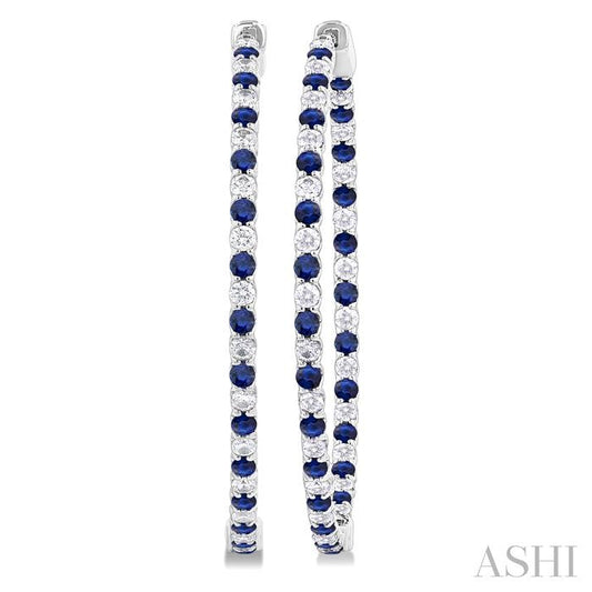ASHI Inside-Out Alternate Gemstone & Diamond Hoop Earrings 57860PPFGERSPWG-1.50