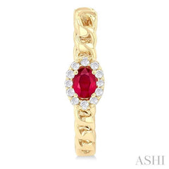 ASHI Oval Shape Curb & Cuban Gemstone & Halo Diamond Fashion Hoop Earrings 57888PPTGERRBYG-OV