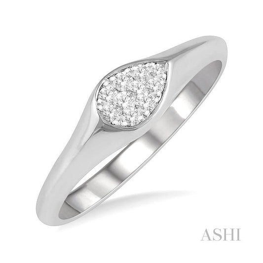 ASHI Pear Shape Lovebright Essential Diamond Signet Ring 375M8PPFHWG